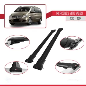 Mercedes-Benz Vito (W639) 2010-2014 Arası ile uyumlu FLY Model Ara Atkı Tavan Barı SİYAH - Görsel 5