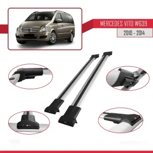 Mercedes Vito (W639) 2010-2014 Arası ile uyumlu FLY Model Ara Atkı Tavan Barı GRİ thumb 5