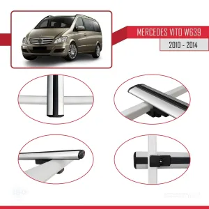 Mercedes-Benz Vito (W639) 2010-2014 Arası ile uyumlu Basic Model Ara Atkı Tavan Barı GRİ 3 ADET - Görsel 4
