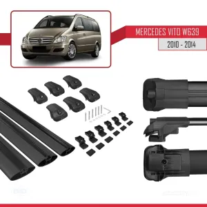 Mercedes Vito (W639) 2010-2014 Arası ile uyumlu ACE-1 Ara Atkı Tavan Barı SİYAH 3 ADET BAR thumb 4