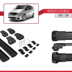 Mercedes Vito (W639) 2003-2010 Arası ile uyumlu ACE-1 Ara Atkı Tavan Barı SİYAH thumb 5