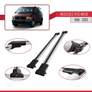 Mercedes-Benz Vito (W638) 1996-2003 Arası ile uyumlu FLY Model Ara Atkı Tavan Barı GRİ - Görsel 5