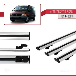 Mercedes Vito (W638) 1996-2003 Arası ile uyumlu Basic Model Ara Atkı Tavan Barı GRİ 3 ADET thumb 3