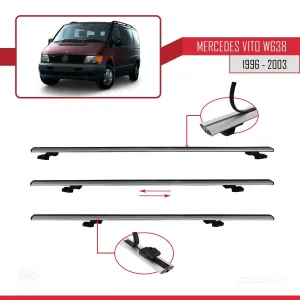 Mercedes Vito (W638) 1996-2003 Arası ile uyumlu Basic Model Ara Atkı Tavan Barı GRİ 3 ADET thumb 5