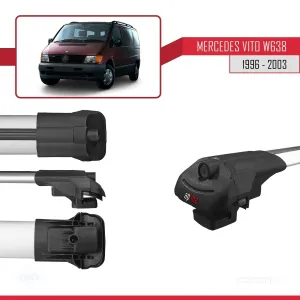 Mercedes Vito (W638) 1996-2003 Arası ile uyumlu ACE-1 Ara Atkı Tavan Barı GRİ 4 ADET BAR thumb 5