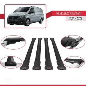 Mercedes Vito (W447) 2014 ve Sonrası ile uyumlu FLY Model Ara Atkı Tavan Barı SİYAH 4 ADET BAR thumb 5