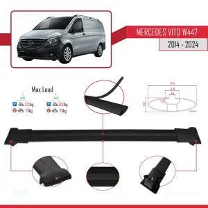 Mercedes Vito (W447) 2014 ve Sonrası ile uyumlu FLY Model Ara Atkı Tavan Barı SİYAH 3 ADET BAR thumb 4