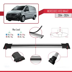 Mercedes Vito (W447) 2014 ve Sonrası ile uyumlu FLY Model Ara Atkı Tavan Barı GRİ 3 ADET BAR thumb 4