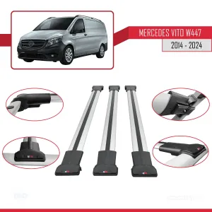 Mercedes Vito (W447) 2014 ve Sonrası ile uyumlu FLY Model Ara Atkı Tavan Barı GRİ 3 ADET BAR thumb 5
