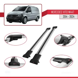 Mercedes-Benz Vito (W447) 2014 ve Sonrası ile Uyumlu FLY Model Ara Atkı Tavan Barı GRİ - Görsel 4