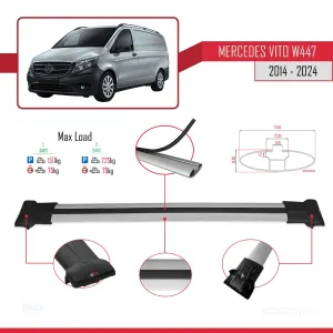 Mercedes-Benz Vito (W447) 2014 ve Sonrası ile Uyumlu FLY Model Ara Atkı Tavan Barı GRİ - Görsel 5