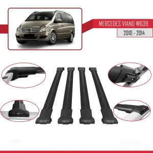 Mercedes-Benz Viano 2010-2014 Arası ile uyumlu FLY Model Ara Atkı Tavan Barı SİYAH 4 ADET BAR - Görsel 5
