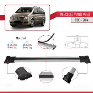 Mercedes Viano 2010-2014 Arası ile uyumlu FLY Model Ara Atkı Tavan Barı GRİ 3 ADET BAR thumb 4
