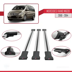 Mercedes Viano 2010-2014 Arası ile uyumlu FLY Model Ara Atkı Tavan Barı GRİ 3 ADET BAR thumb 5