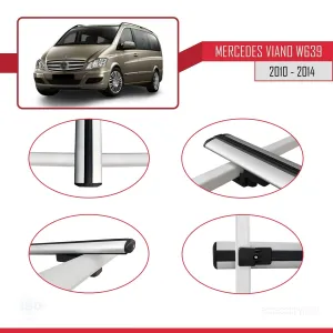 Mercedes-Benz Viano 2010-2014 Arası ile uyumlu Basic Model Ara Atkı Tavan Barı GRİ 3 ADET - Görsel 4