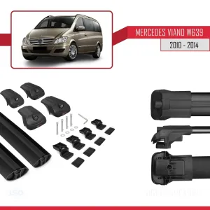 Mercedes-Benz Viano 2010-2014 Arası ile uyumlu ACE-1 Ara Atkı Tavan Barı SİYAH - Görsel 5