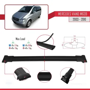 Mercedes Viano 2003-2010 Arası ile uyumlu FLY Model Ara Atkı Tavan Barı SİYAH 4 ADET BAR - Görsel 4