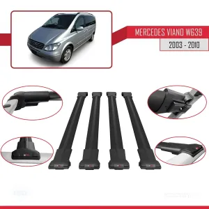 Mercedes Viano 2003-2010 Arası ile uyumlu FLY Model Ara Atkı Tavan Barı SİYAH 4 ADET BAR - Görsel 5