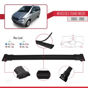 Mercedes Viano 2003-2010 Arası ile uyumlu FLY Model Ara Atkı Tavan Barı SİYAH 3 ADET BAR - Görsel 4