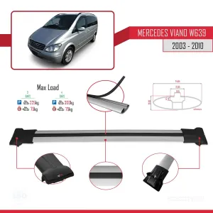 Mercedes Viano 2003-2010 Arası ile uyumlu FLY Model Ara Atkı Tavan Barı GRİ 3 ADET BAR thumb 4