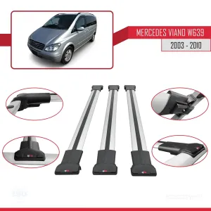 Mercedes Viano 2003-2010 Arası ile uyumlu FLY Model Ara Atkı Tavan Barı GRİ 3 ADET BAR thumb 5