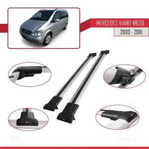 Mercedes Viano 2003-2010 Arası ile uyumlu FLY Model Ara Atkı Tavan Barı GRİ - Görsel 5