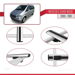 Mercedes Viano 2003-2010 Arası ile uyumlu Basic Model Ara Atkı Tavan Barı GRİ 3 ADET - Görsel 4