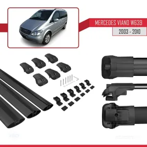 Mercedes Viano 2003-2010 Arası ile uyumlu ACE-1 Ara Atkı Tavan Barı SİYAH 3 ADET BAR thumb 5