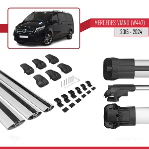 Mercedes Viano (W447) 2015 ve Sonrası ile uyumlu ACE-1 Ara Atkı Tavan Barı GRİ 3 ADET BAR thumb 5