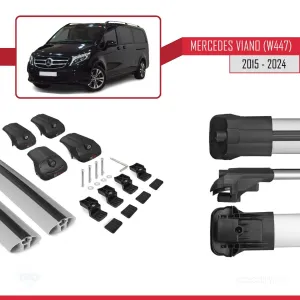 Mercedes Viano (W447) 2015 ve Sonrası ile uyumlu ACE-1 Ara Atkı Tavan Barı GRİ thumb 5