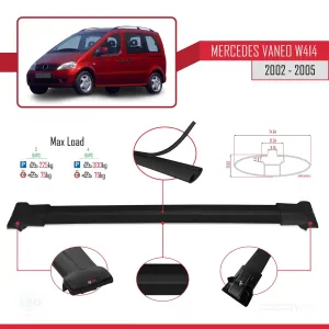 Mercedes Vaneo (W414) 2002-2005 Arası ile uyumlu FLY Model Ara Atkı Tavan Barı SİYAH 3 ADET BAR thumb 4