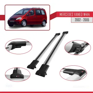 Mercedes Vaneo (W414) 2002-2005 Arası ile uyumlu FLY Model Ara Atkı Tavan Barı GRİ thumb 5
