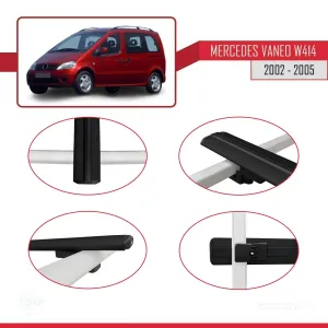Mercedes Vaneo (W414) 2002-2005 Arası ile uyumlu Basic Model Ara Atkı Tavan Barı SİYAH 3 ADET thumb 4