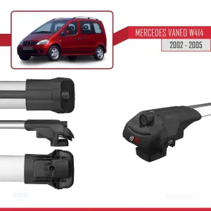 Mercedes Vaneo (W414) 2002-2005 Arası ile uyumlu ACE-1 Ara Atkı Tavan Barı GRİ 4 ADET BAR thumb 5