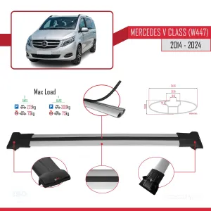 Mercedes V Class W447 2014 ve Sonrası ile uyumlu FLY Model Ara Atkı Tavan Barı GRİ 4 ADET BAR thumb 4