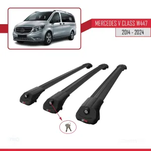Mercedes V Class W447 2014 ve Sonrası ile uyumlu ACE-1 Ara Atkı Tavan Barı SİYAH 3 ADET BAR thumb 4