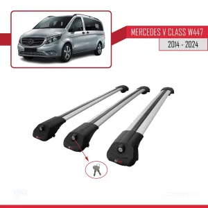 Mercedes V Class W447 2014 ve Sonrası ile uyumlu ACE-1 Ara Atkı Tavan Barı GRİ 3 ADET BAR thumb 4