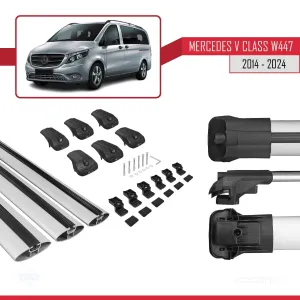 Mercedes V Class W447 2014 ve Sonrası ile uyumlu ACE-1 Ara Atkı Tavan Barı GRİ 3 ADET BAR thumb 5