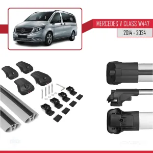 Mercedes V Class W447 2014 ve Sonrası ile uyumlu ACE-1 Ara Atkı Tavan Barı GRİ - Görsel 5