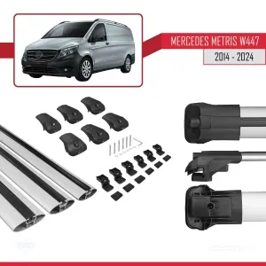 Mercedes Metris (W447) 2014 ve Sonrası ile uyumlu ACE-1 Ara Atkı Tavan Barı GRİ 3 ADET BAR thumb 5