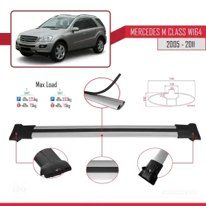Mercedes M Class (W164) 2005-2011 Arası ile Uyumlu FLY Model Ara Atkı Tavan Barı GRİ 3 ADET BAR - Görsel 4