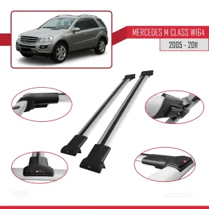 Mercedes M Class (W164) 2005-2011 Arası ile uyumlu FLY Model Ara Atkı Tavan Barı GRİ - Görsel 5
