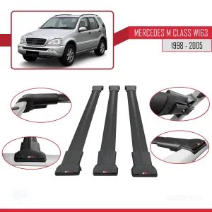Mercedes M Class (W163) 1998-2005 Arası ile Uyumlu FLY Model Ara Atkı Tavan Barı SİYAH 3 ADET BAR thumb 5