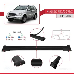 Mercedes M Class (W163) 1998-2005 Arası ile uyumlu FLY Model Ara Atkı Tavan Barı SİYAH - Görsel 4