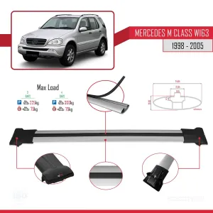 Mercedes M Class (W163) 1998-2005 Arası ile Uyumlu FLY Model Ara Atkı Tavan Barı GRİ 3 ADET BAR thumb 4