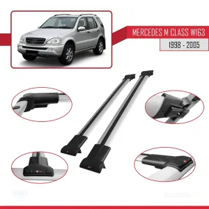 Mercedes M Class (W163) 1998-2005 Arası ile uyumlu FLY Model Ara Atkı Tavan Barı GRİ - Görsel 5