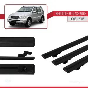 Mercedes M Class (W163) 1998-2005 Arası ile uyumlu Basic Model Ara Atkı Tavan Barı SİYAH 3 ADET thumb 3