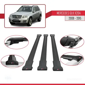 Mercedes-Benz GLK Class (X204) 2008-2015 Arası ile Uyumlu FLY Model Ara Atkı Tavan Barı SİYAH 3 ADET BAR - Görsel 5