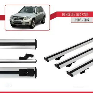Mercedes-Benz GLK Class (X204) 2008-2015 Arası ile uyumlu Basic Model Ara Atkı Tavan Barı GRİ 3 ADET - Görsel 3
