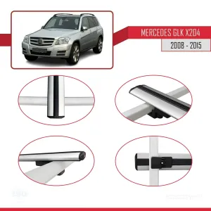 Mercedes-Benz GLK Class (X204) 2008-2015 Arası ile uyumlu Basic Model Ara Atkı Tavan Barı GRİ 3 ADET - Görsel 4